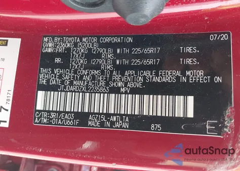 2020 Lexus Nx 300 z USA, uszkodzony, nr VIN JTJDARDZXL2235863